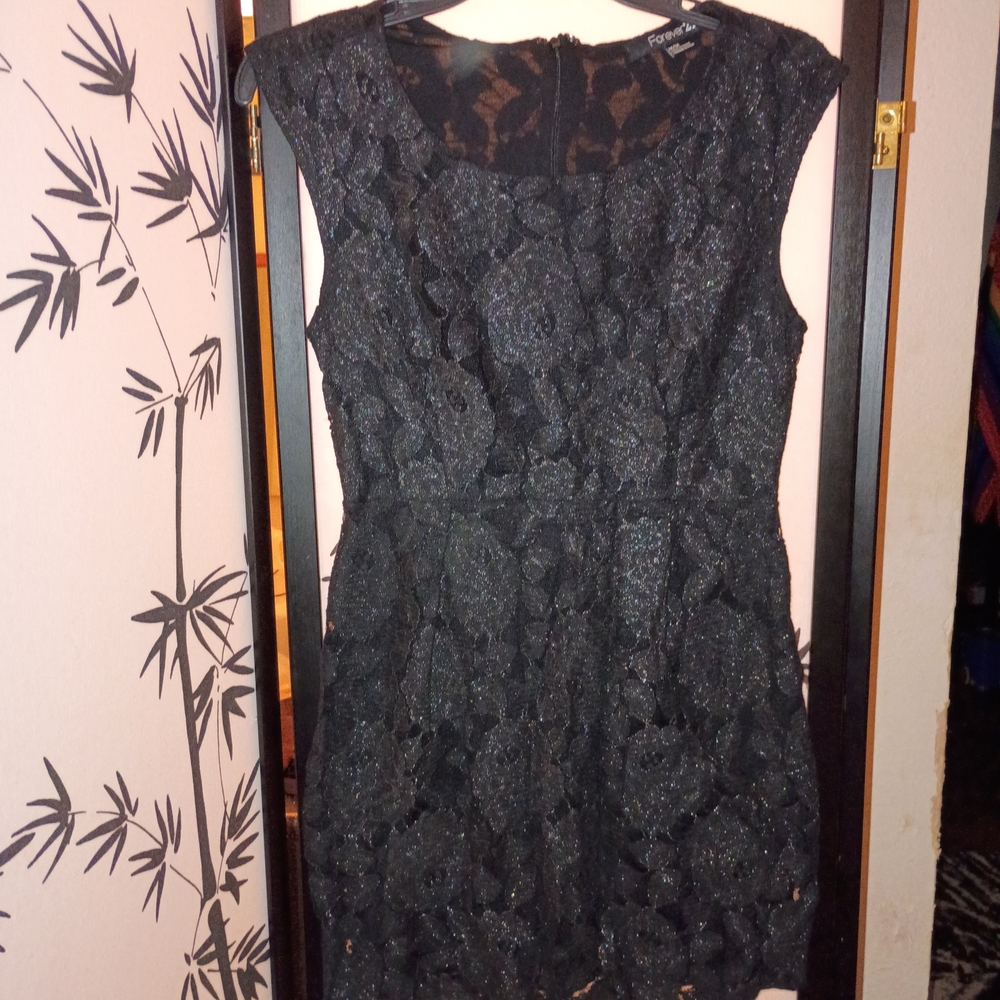Forever 21 Black Floral Lace Mini Dress